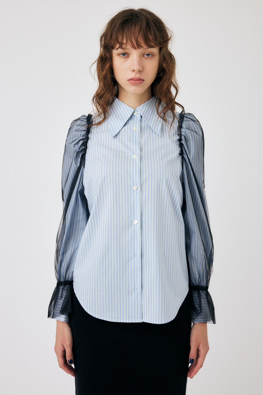 MOUSSY | TULLE SLEEVE シャツブラウス (シャツ・ブラウス ) |SHEL 