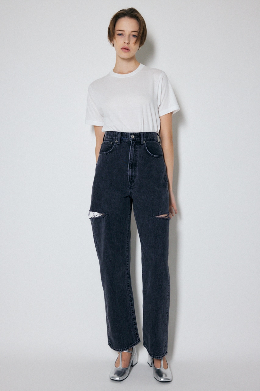 moussy thigh slit loose straight