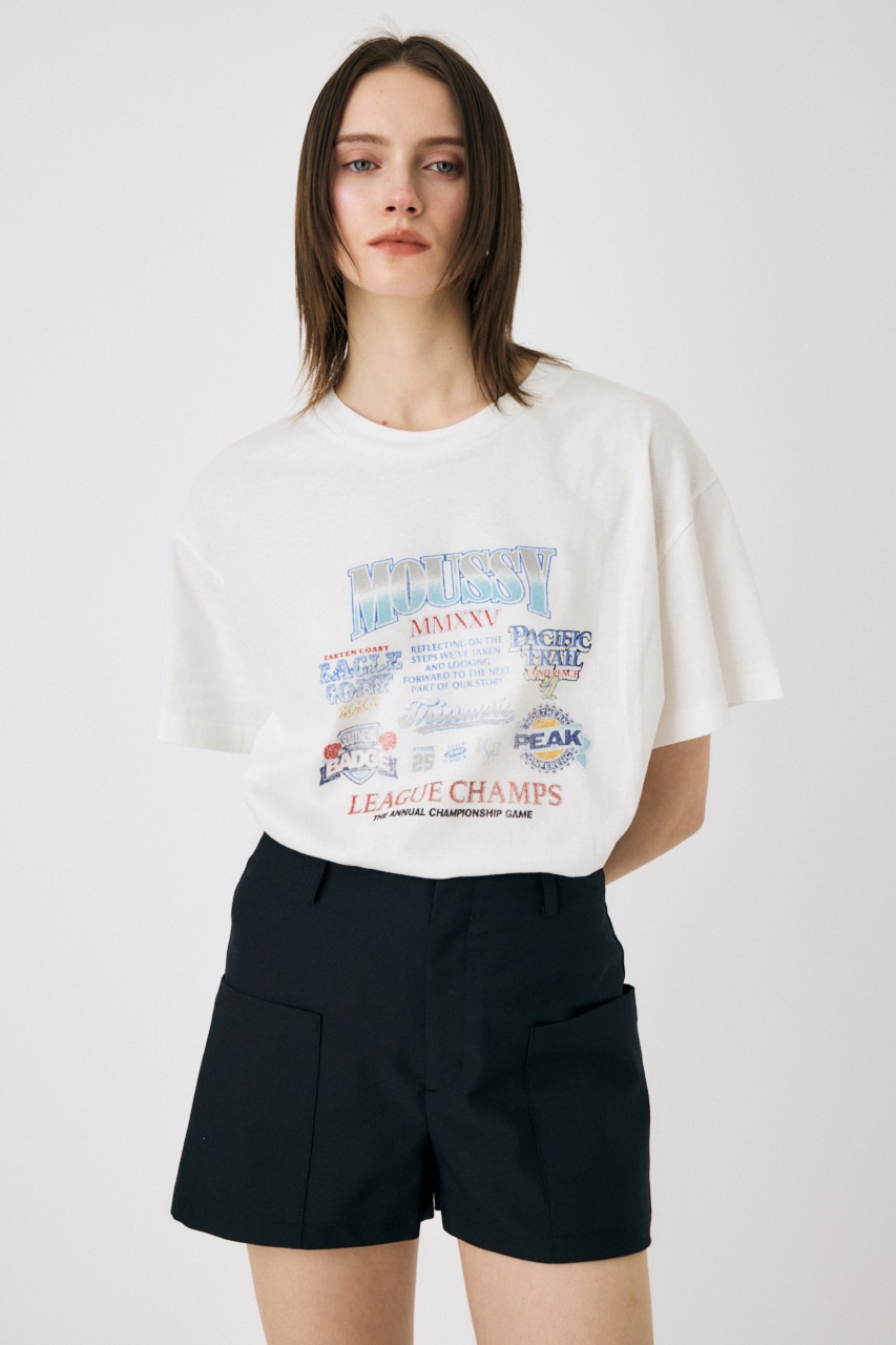 MOUSSY LEAGUE CHAMPS 25 Tシャツ O/WHT FREE