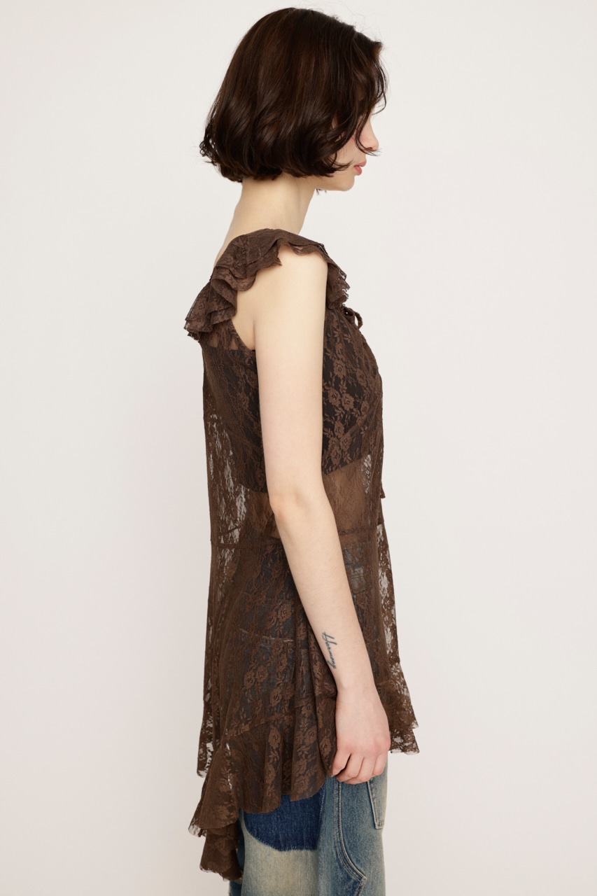 HEM DESIGN LACE FRILL L／トップス BRN FREE