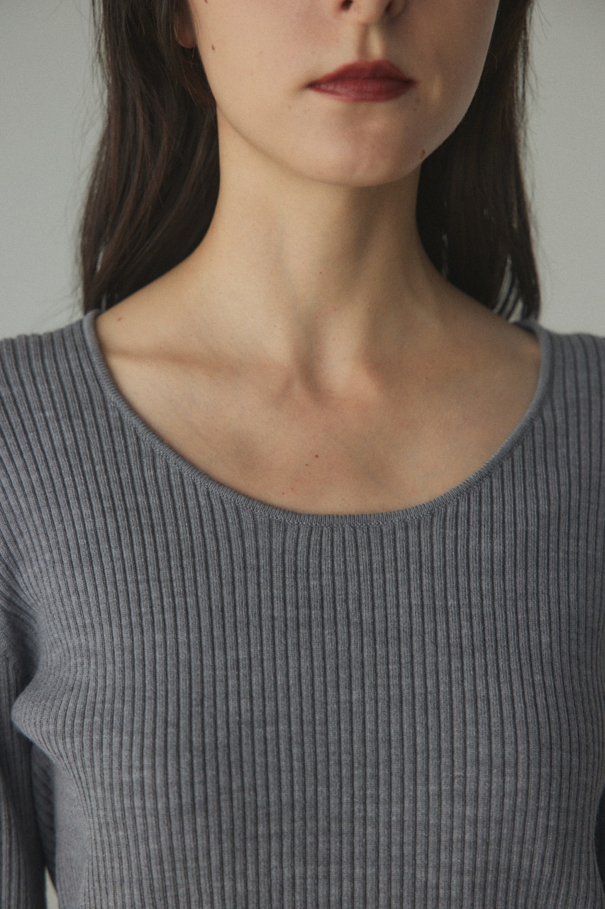 rib round neck wool tops T.GRY FREE