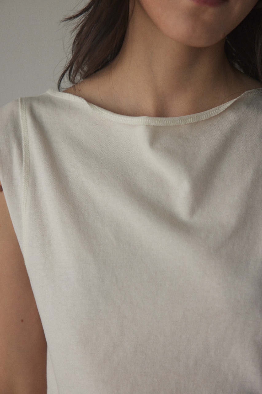 boat neck tanktop O/WHT FREE