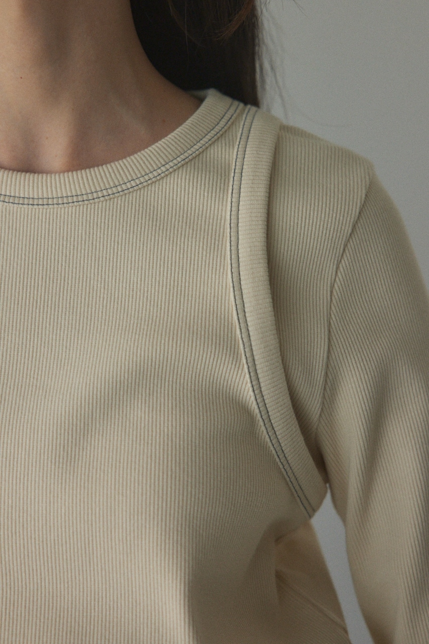 layered design cut tops O/WHT FREE