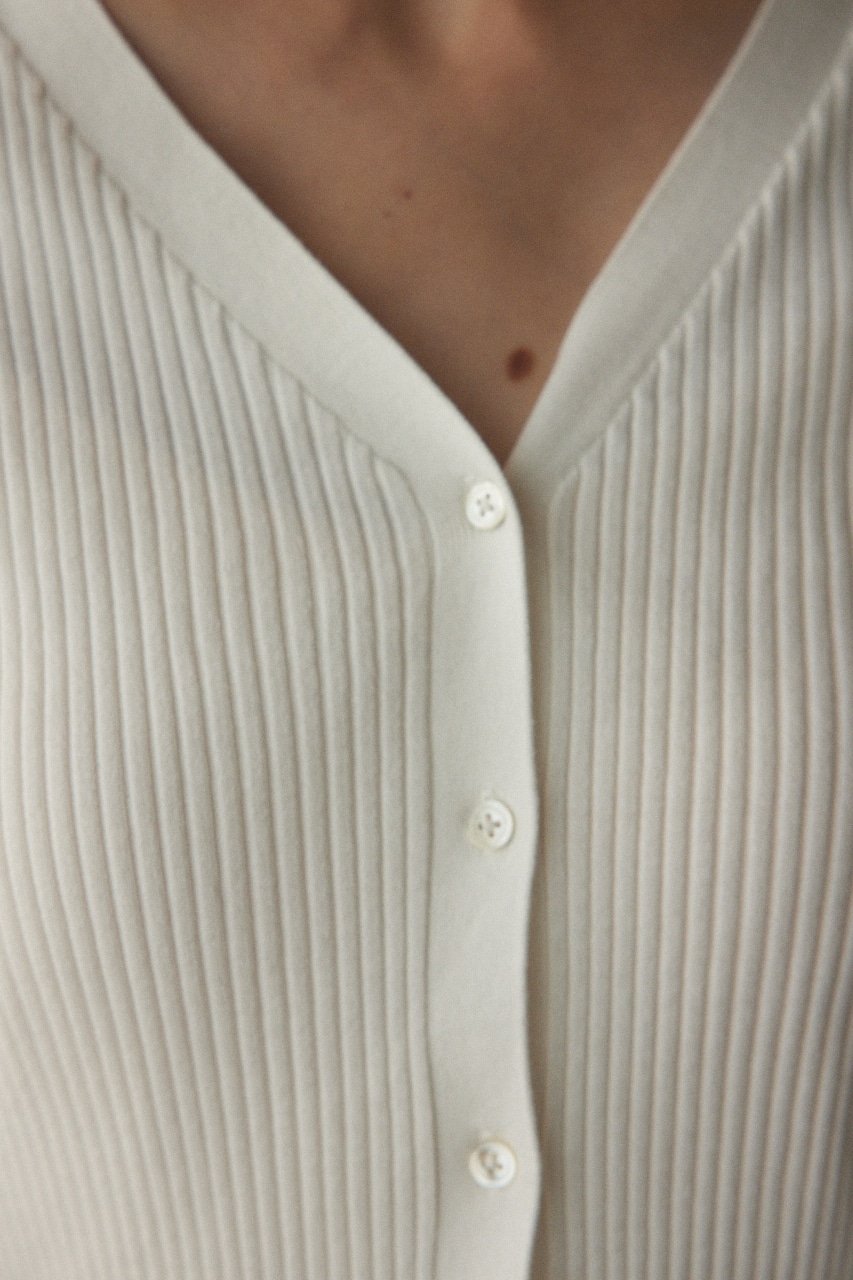 washable rib cardigan O/WHT FREE