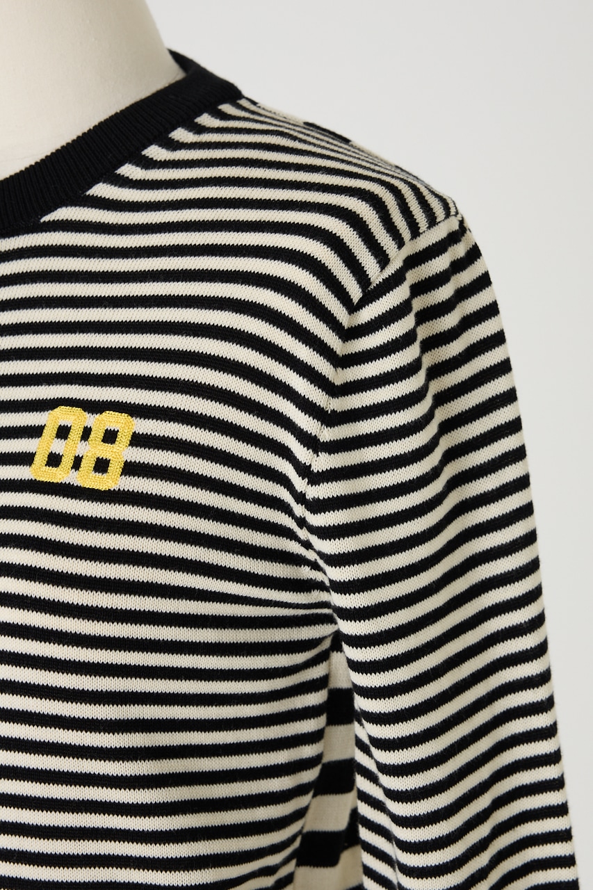 【GREEN BUTTER】Washable Stripe Cotton カーディガン BLK FREE