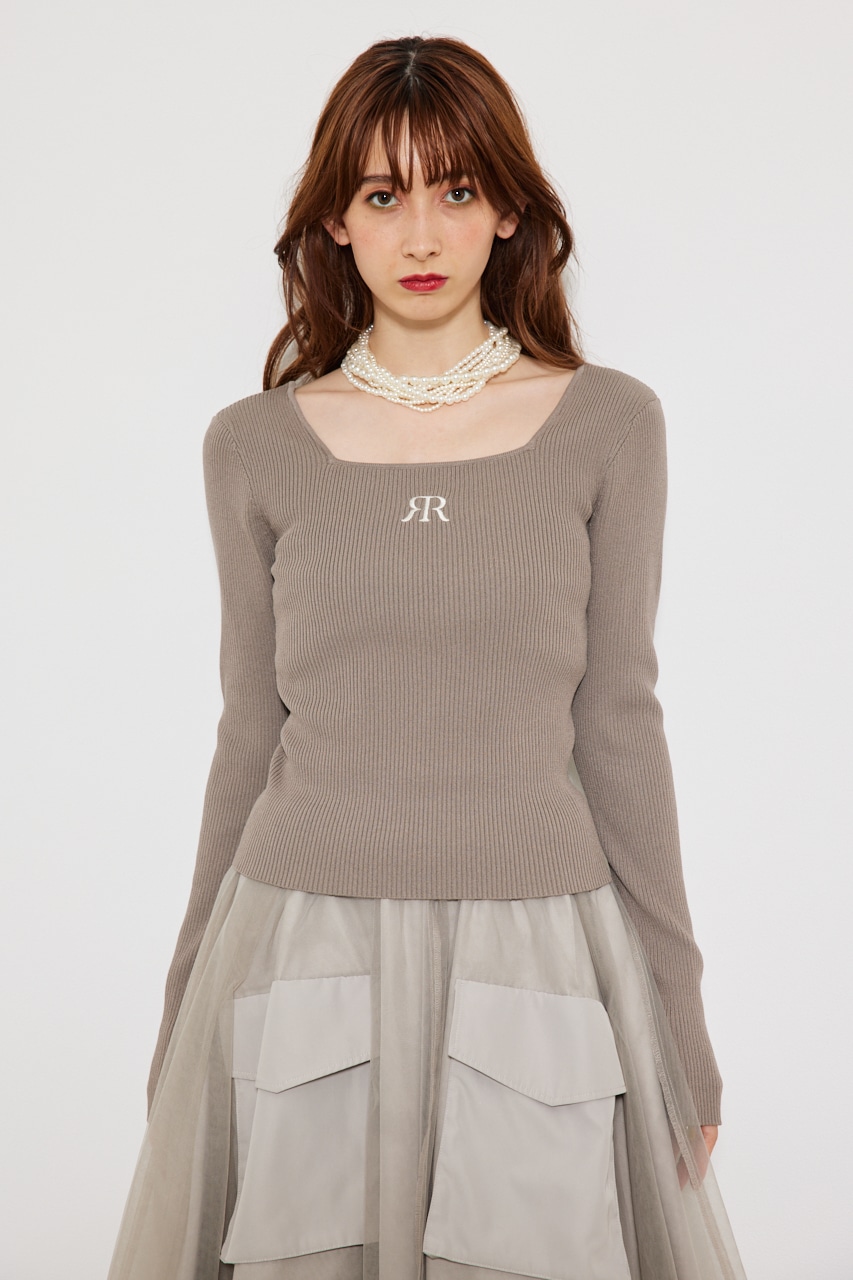 rienda ポイントロゴKnit TOP