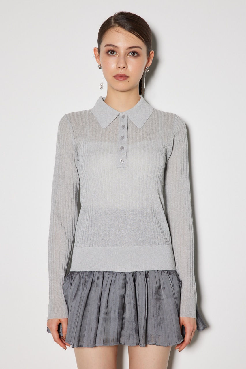 シアーポロニットトップス L/GRY FREE