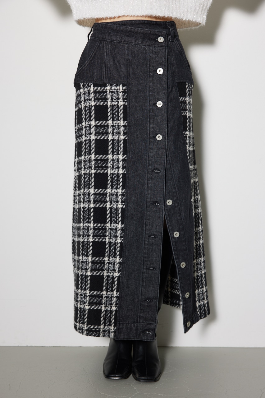 マルチパターンジャストウエストAラインスカート BLK S