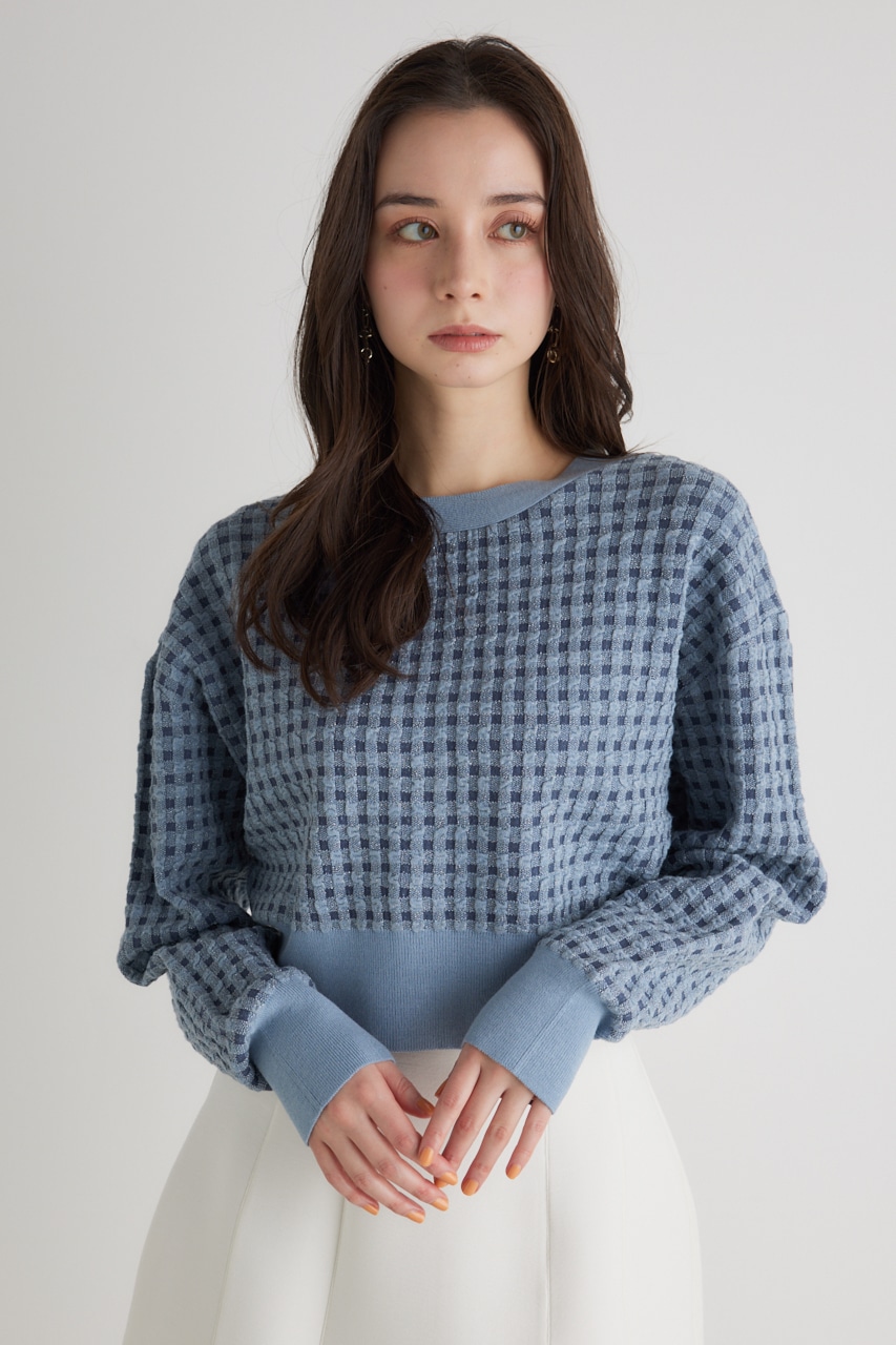 バンピーチェックKnitCD TOP BLU FREE