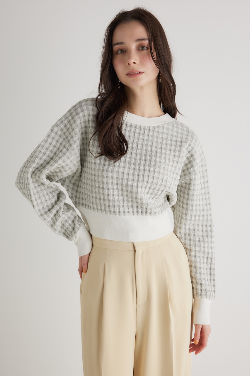 バンピーチェックKnitCD TOP GRY FREE