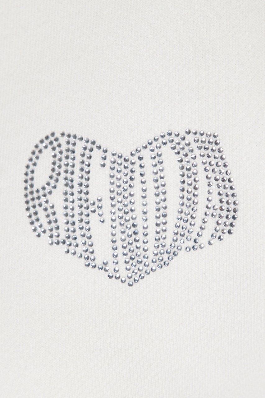 ラインストーンロゴスウェットトップス WHT FREE