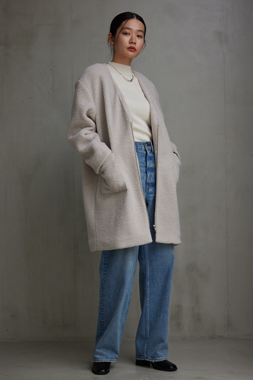AZUL BY MOUSSY | B-HEATノーカラーボアミドル丈コート (コート  
