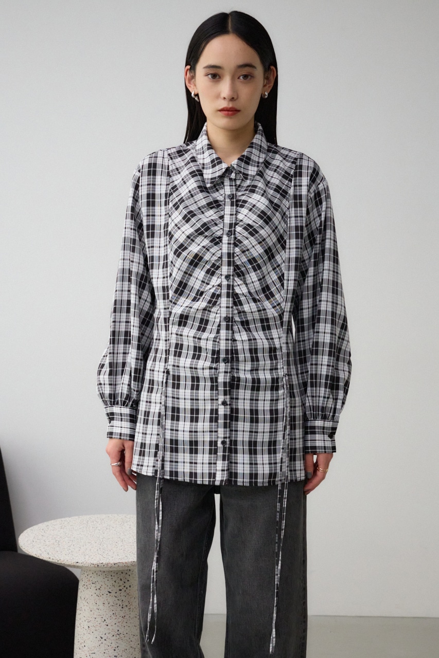 フロントシャーリングシャツ 柄BLK FREE