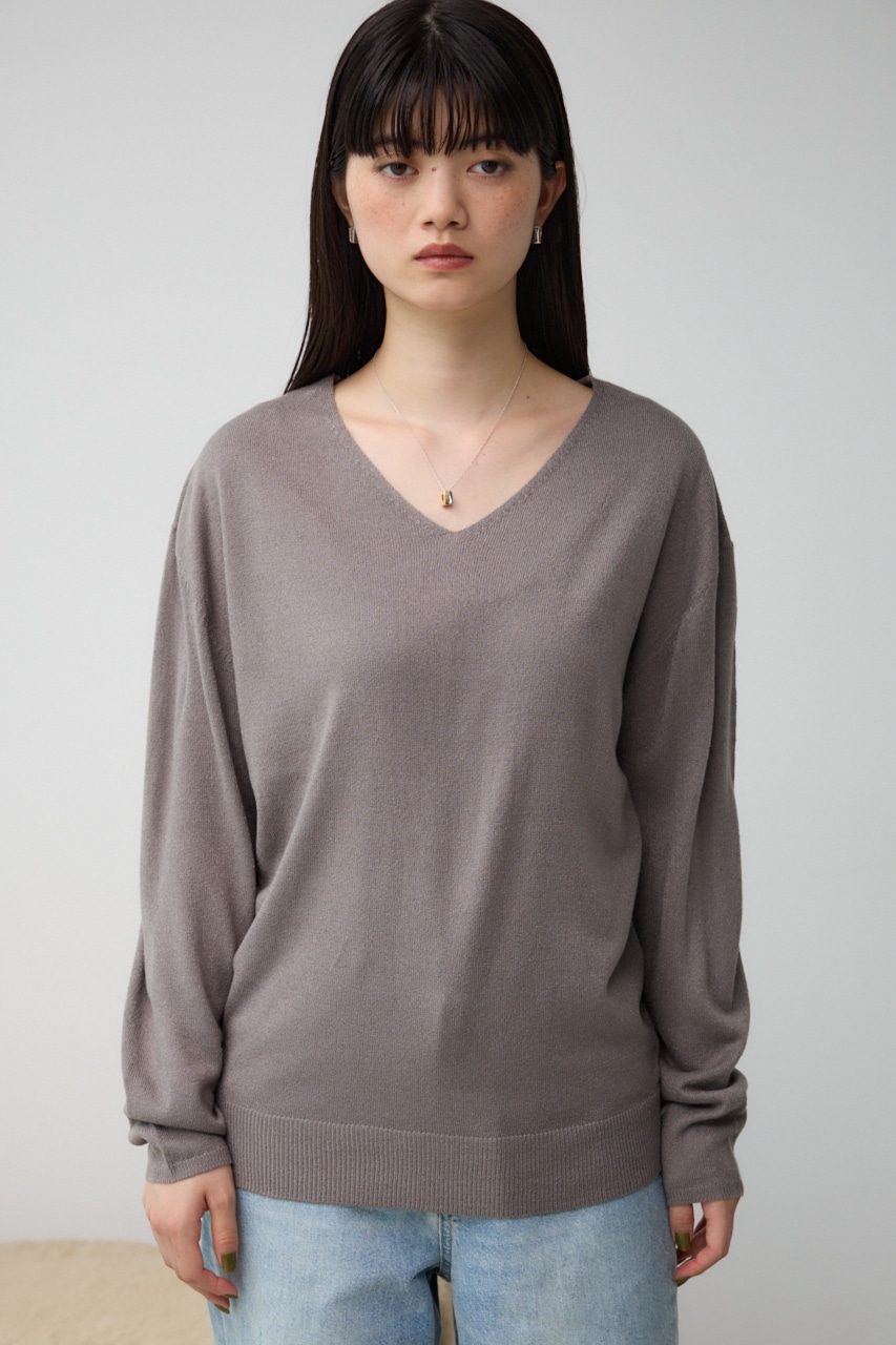 ヌーディー2WAYVネックニットトップス GRY M
