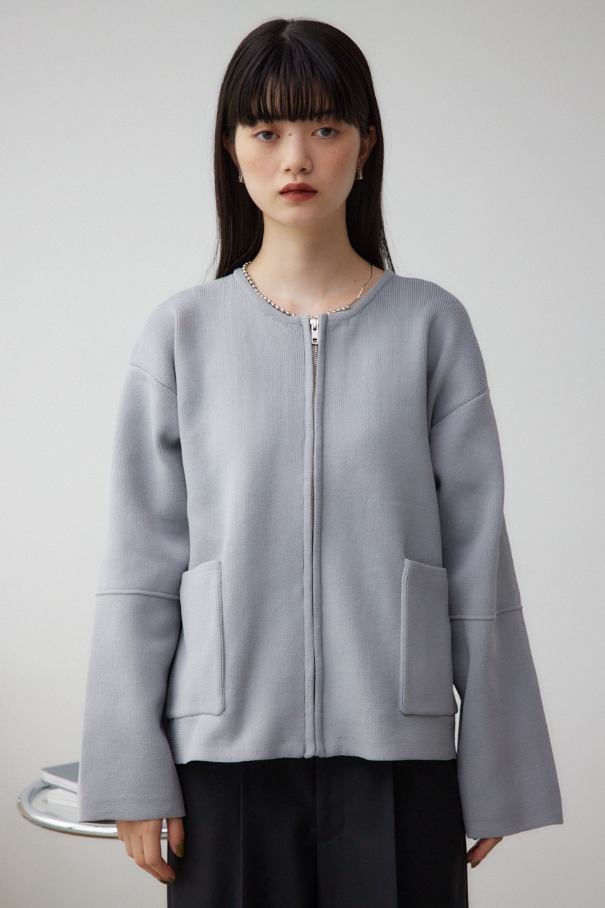 フォルムジップアップニットカーディガン GRY FREE
