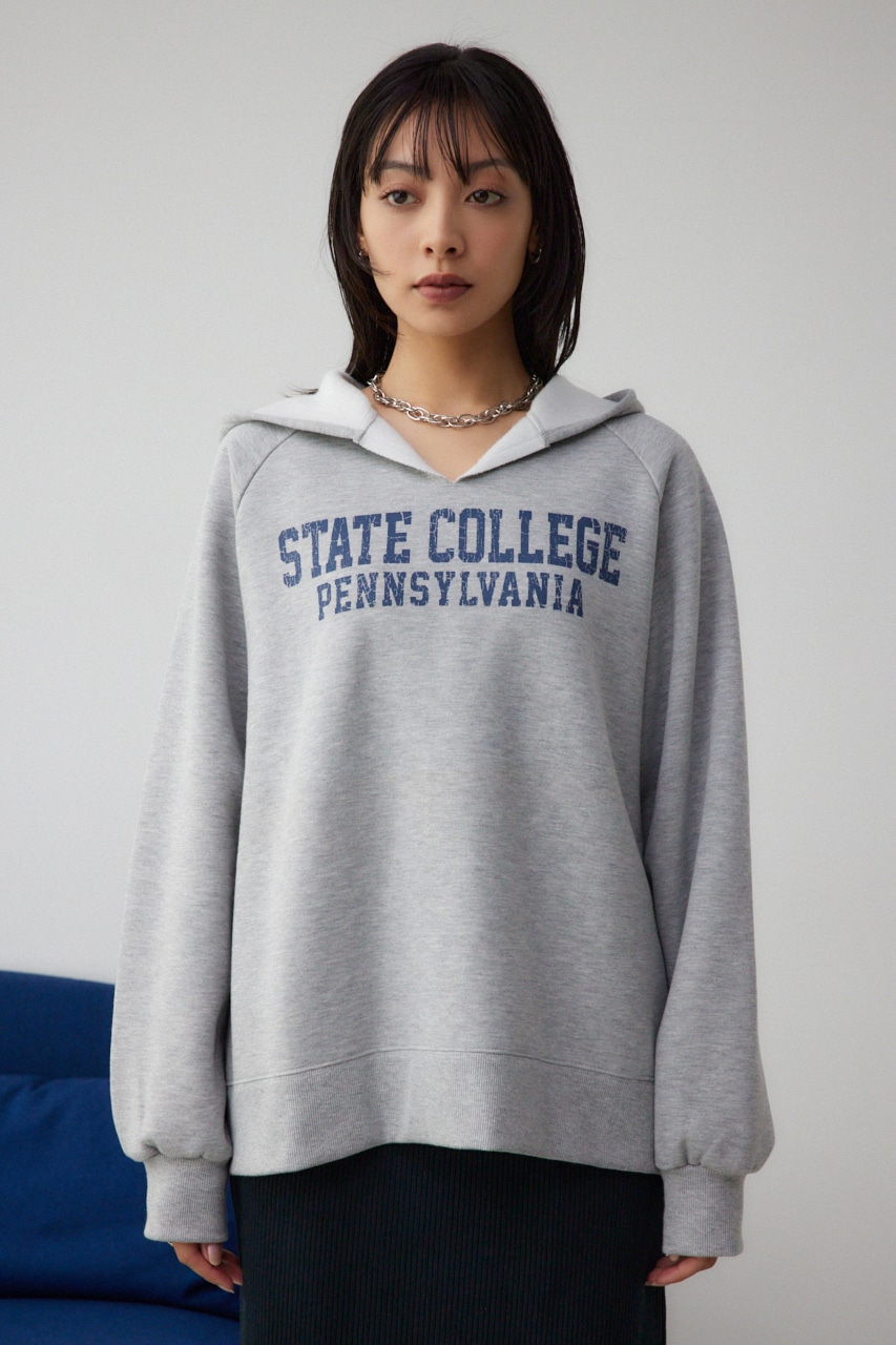 カレッジプリントスウェットパーカー T.GRY FREE