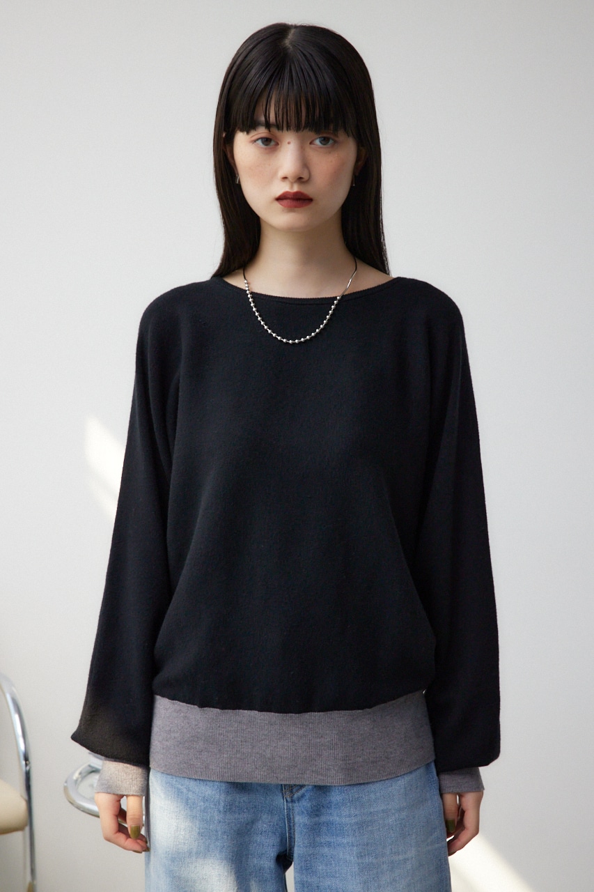 バイカラードルマンニットプルオーバー D/GRY FREE