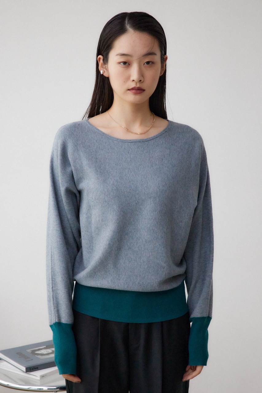 バイカラードルマンニットプルオーバー GRY FREE