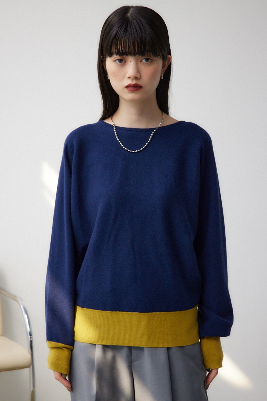 バイカラードルマンニットプルオーバー NVY FREE