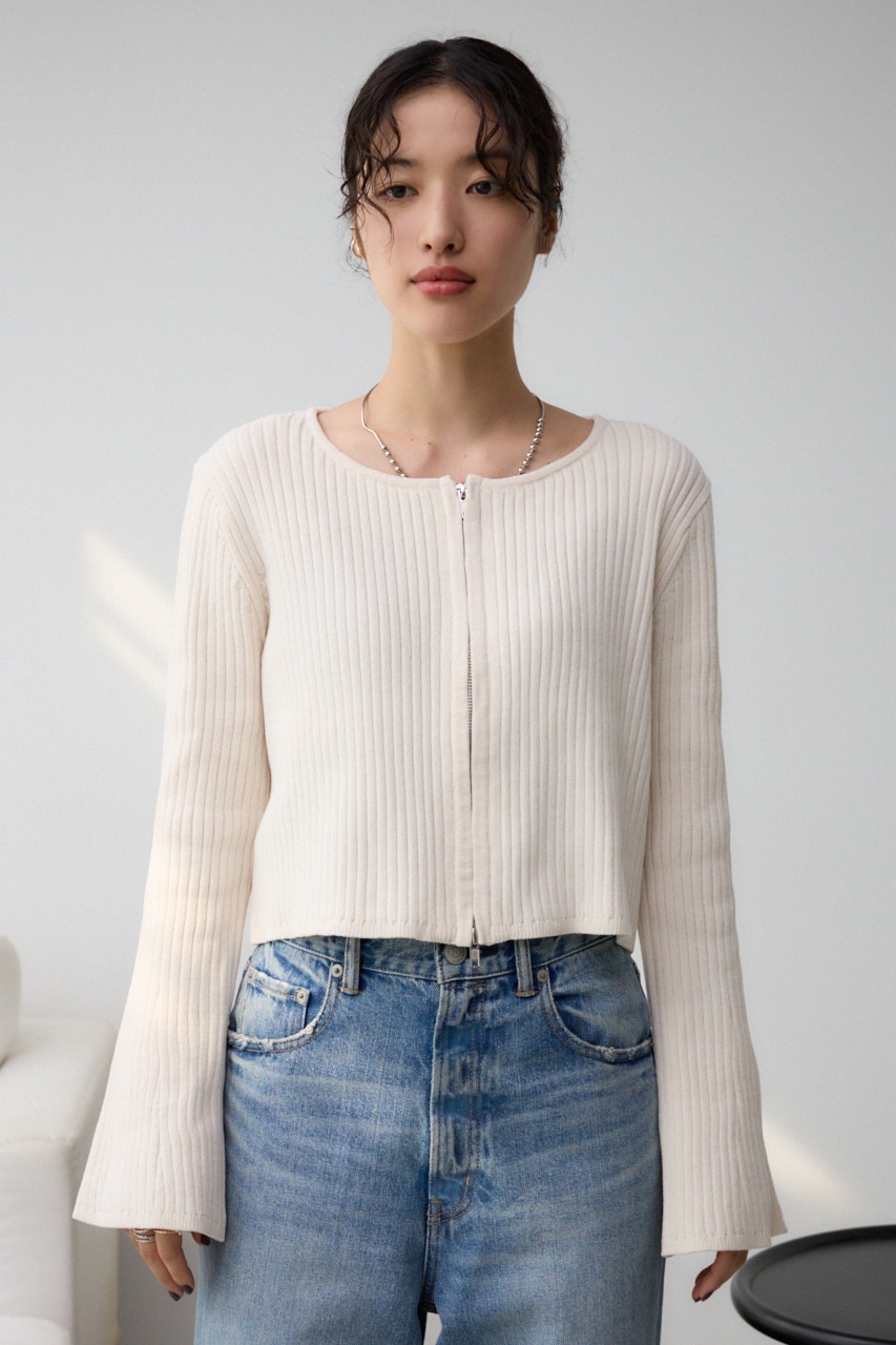 モールヤーンダブルジップカーディガン IVOY FREE