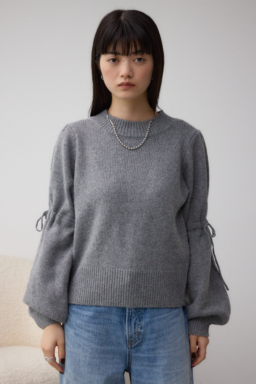 袖リボンデザインニット D/T.GRY FREE