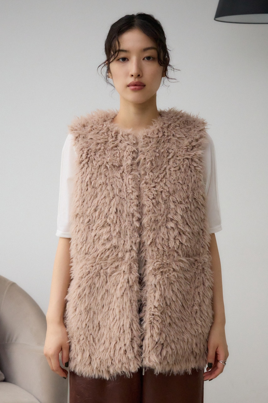 プードルフェイクファーベスト L/BEG FREE