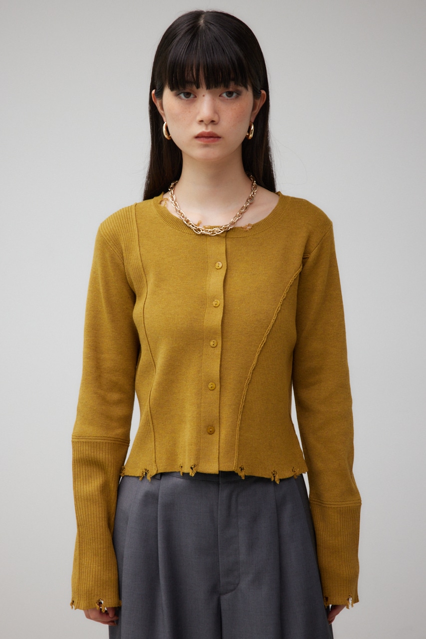 ダメージスイッチングカーディガン D/YEL FREE