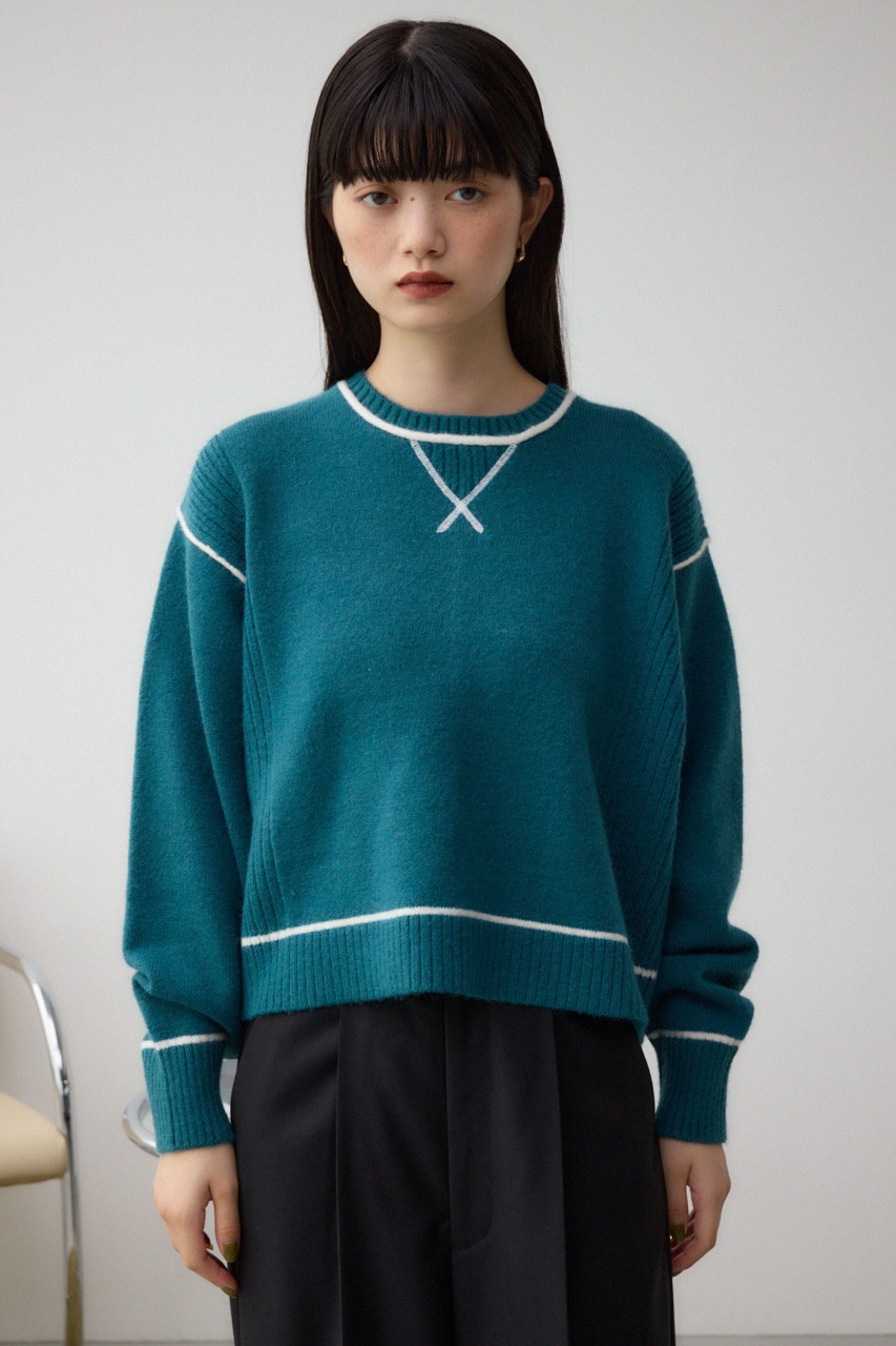 スウェットライクニットプルオーバー D/BLU FREE