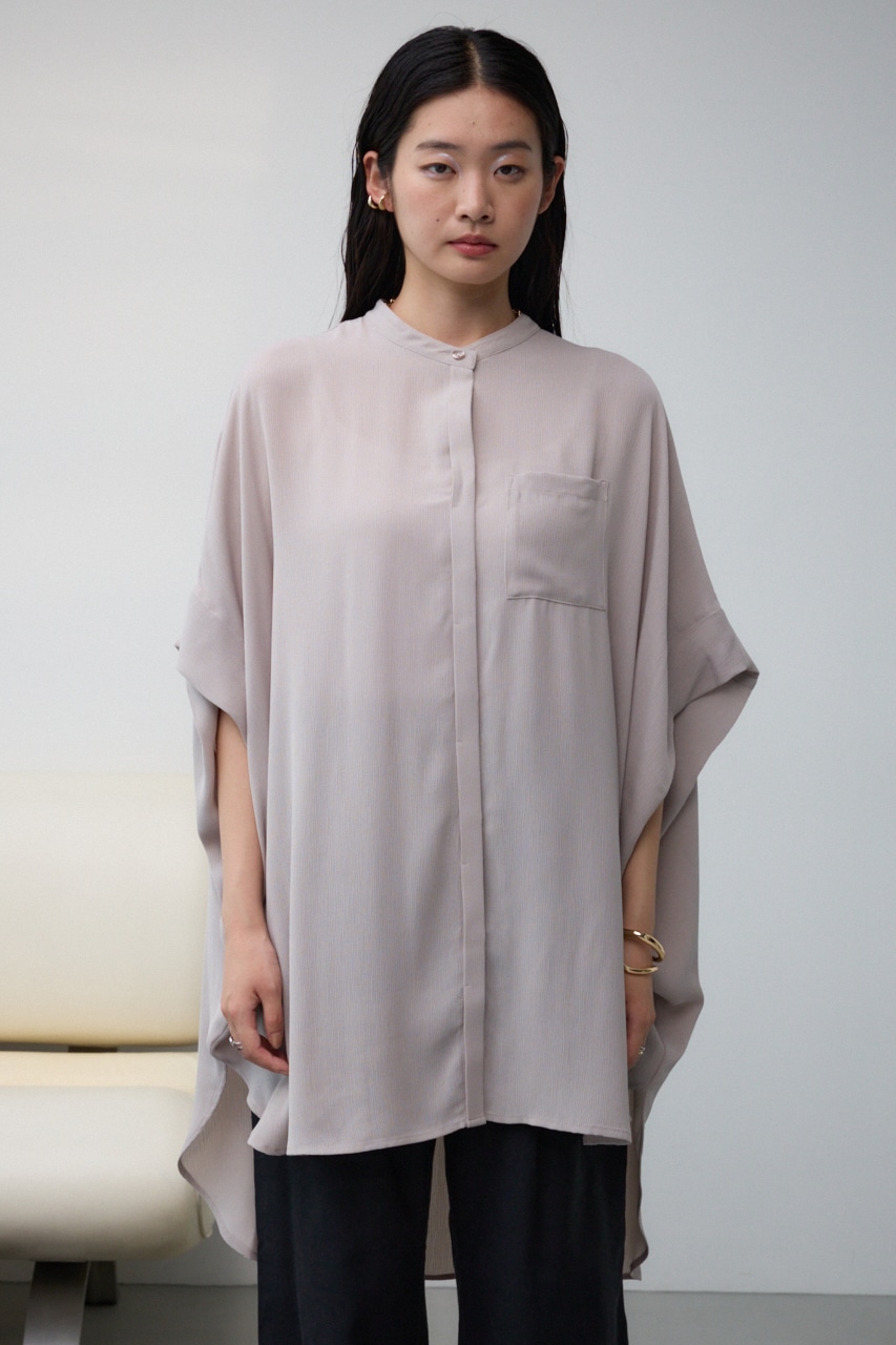 ポンチョ型楊柳シャツ GRY FREE