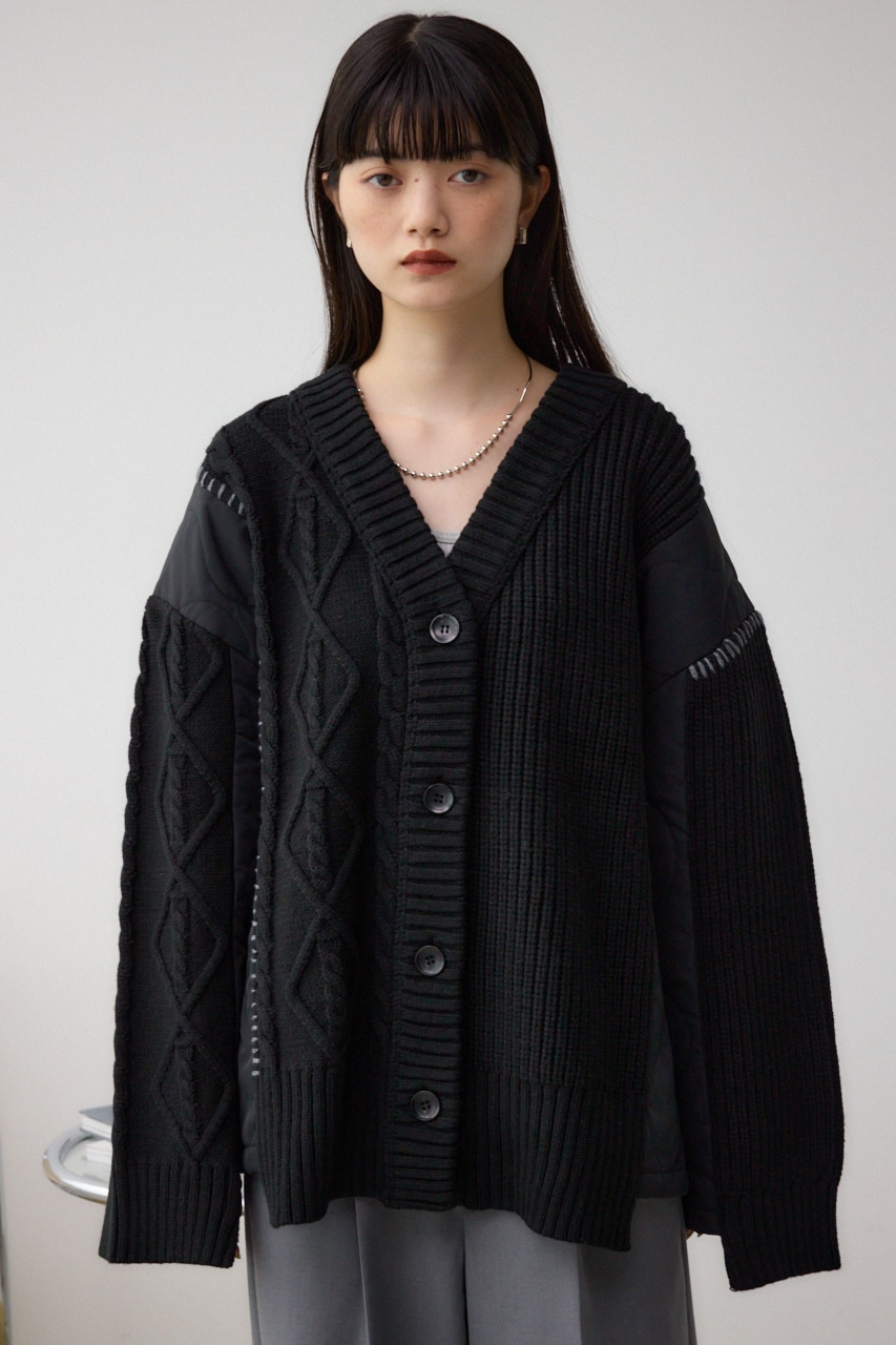 コンビネーションカーディガン BLK FREE