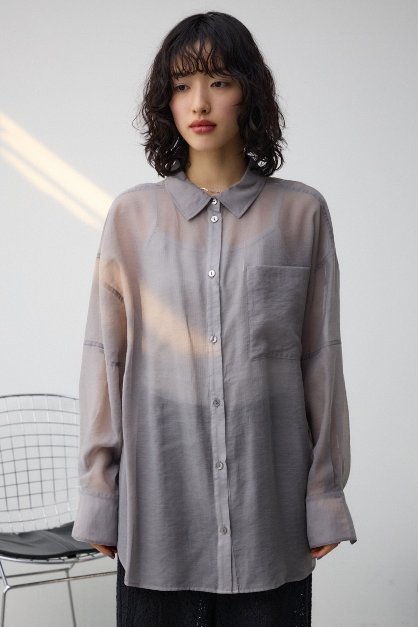 バックスリットシアーオーバーシャツ GRY FREE