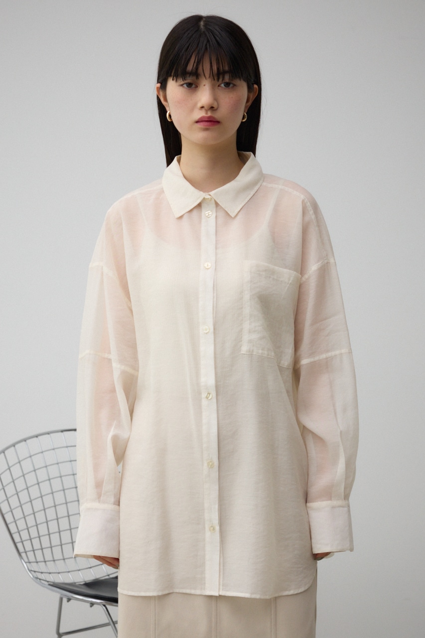 バックスリットシアーオーバーシャツ O/WHT FREE
