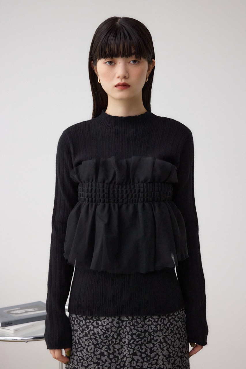 チュールビスチェドッキングニット BLK FREE
