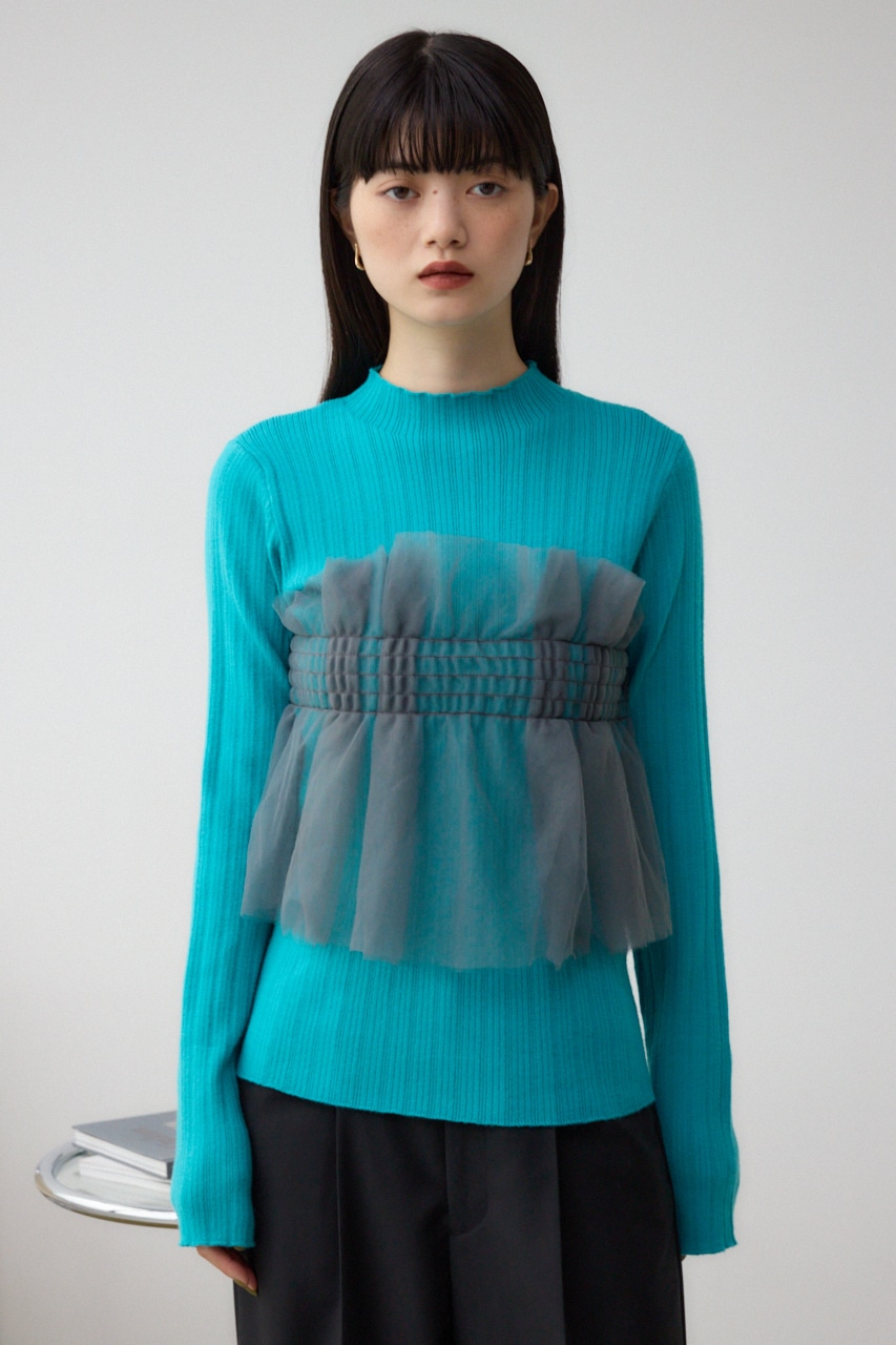 チュールビスチェドッキングニット D/BLU FREE