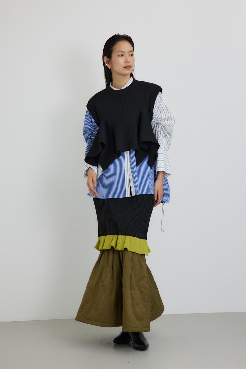 【PLUS】ドッキングキルティングマーメイドスカート BLK M