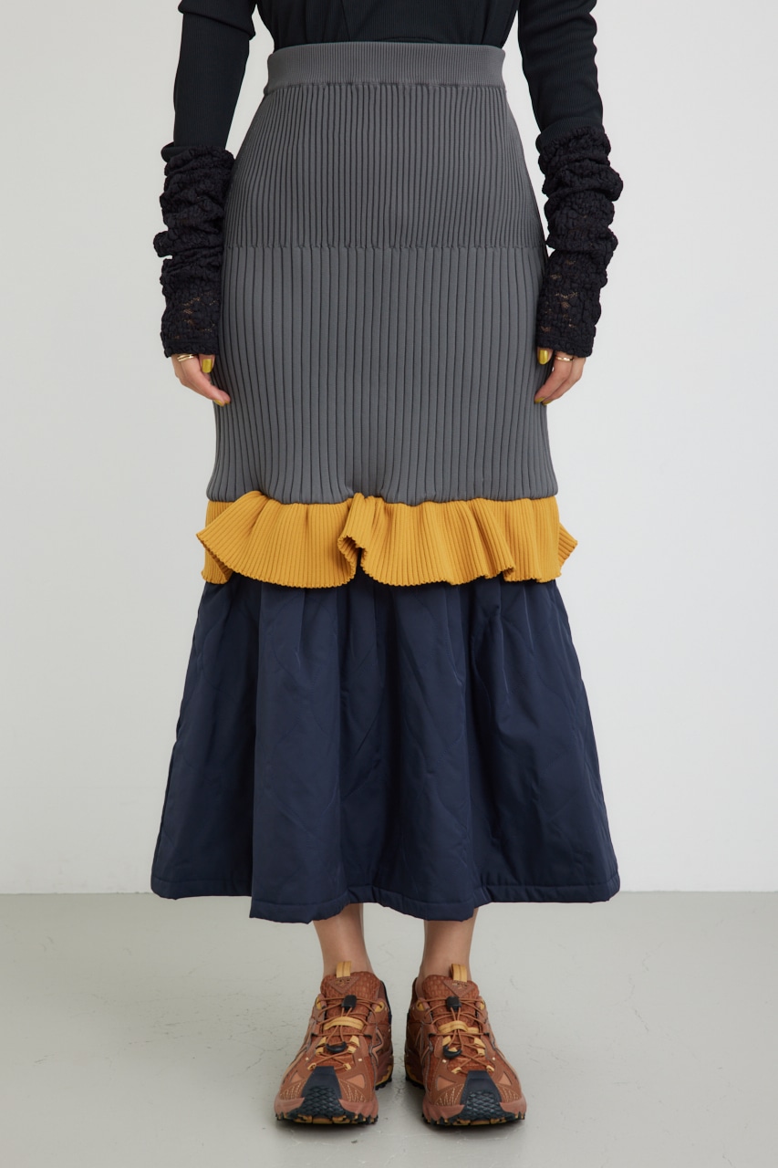 【PLUS】ドッキングキルティングマーメイドスカート GRY M