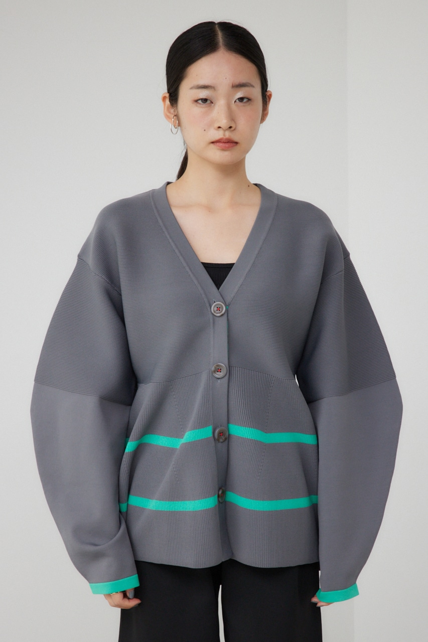 【PLUS】コクーンスリーブペプラムカーディガン GRY FREE