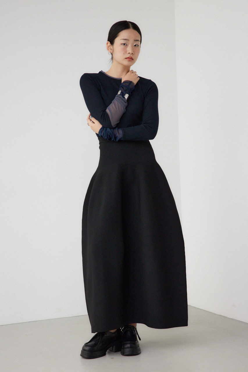 【PLUS】コクーンフォルム2WAYスカート BLK S