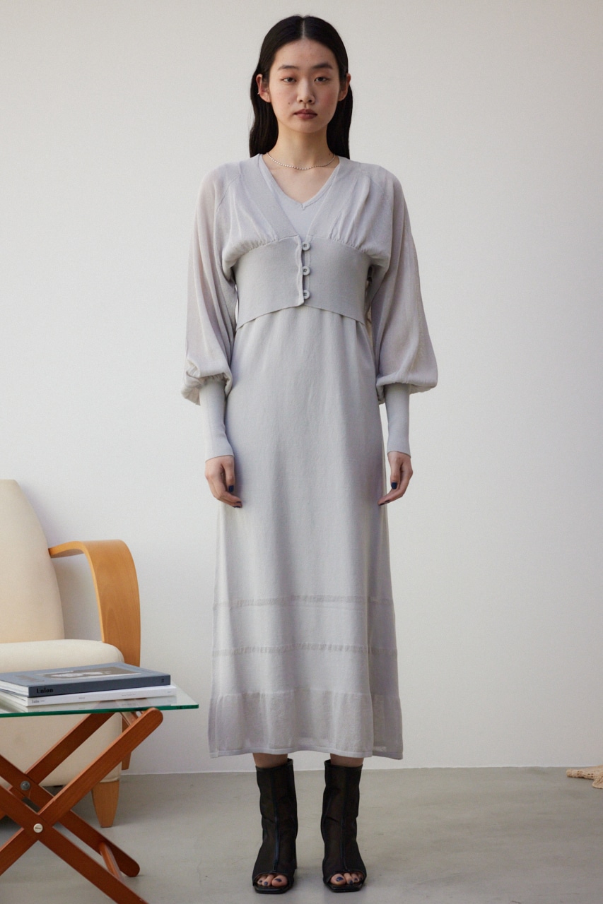カーデセットニットワンピース L/GRY S