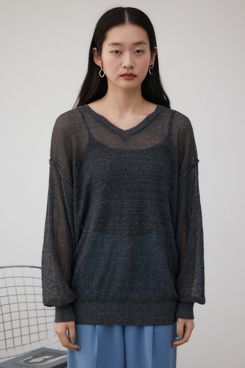 シアーグリッタールーズニット BLK FREE