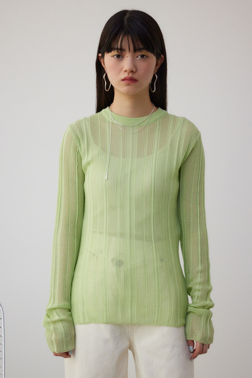 シアーランダムリブニットトップス MINT FREE