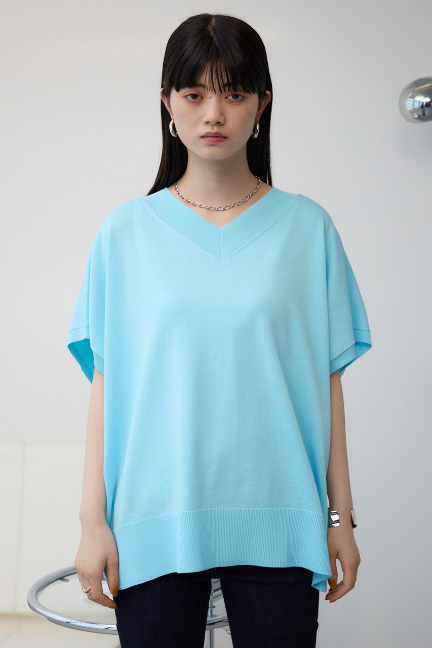 ワイドルーズニット L/BLU FREE