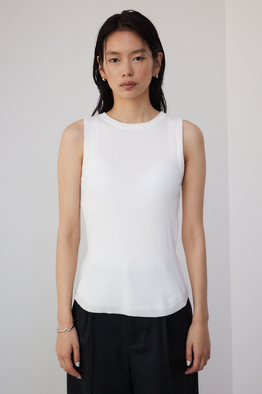 【PLUS】パッド付きニットタンク O/WHT FREE