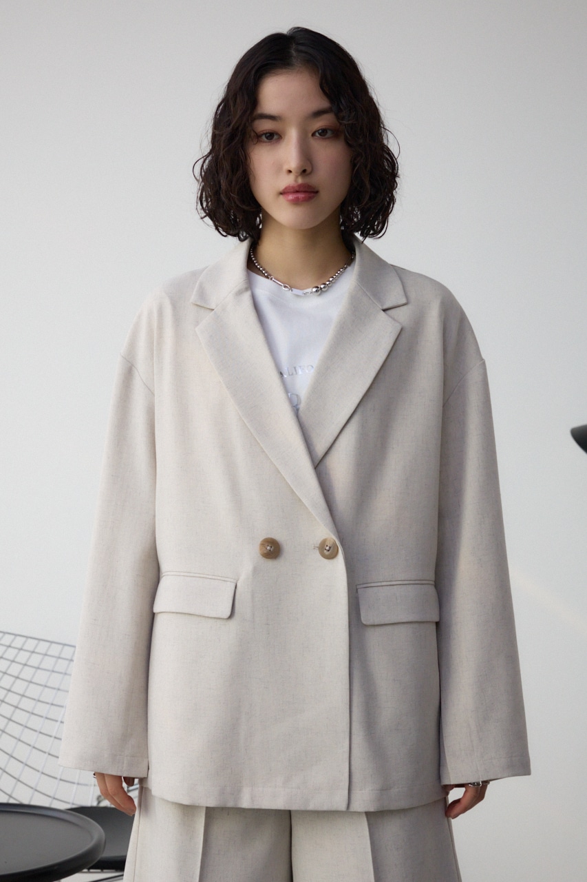 ポリエステルリネンミックスダブルジャケット L/BEG FREE