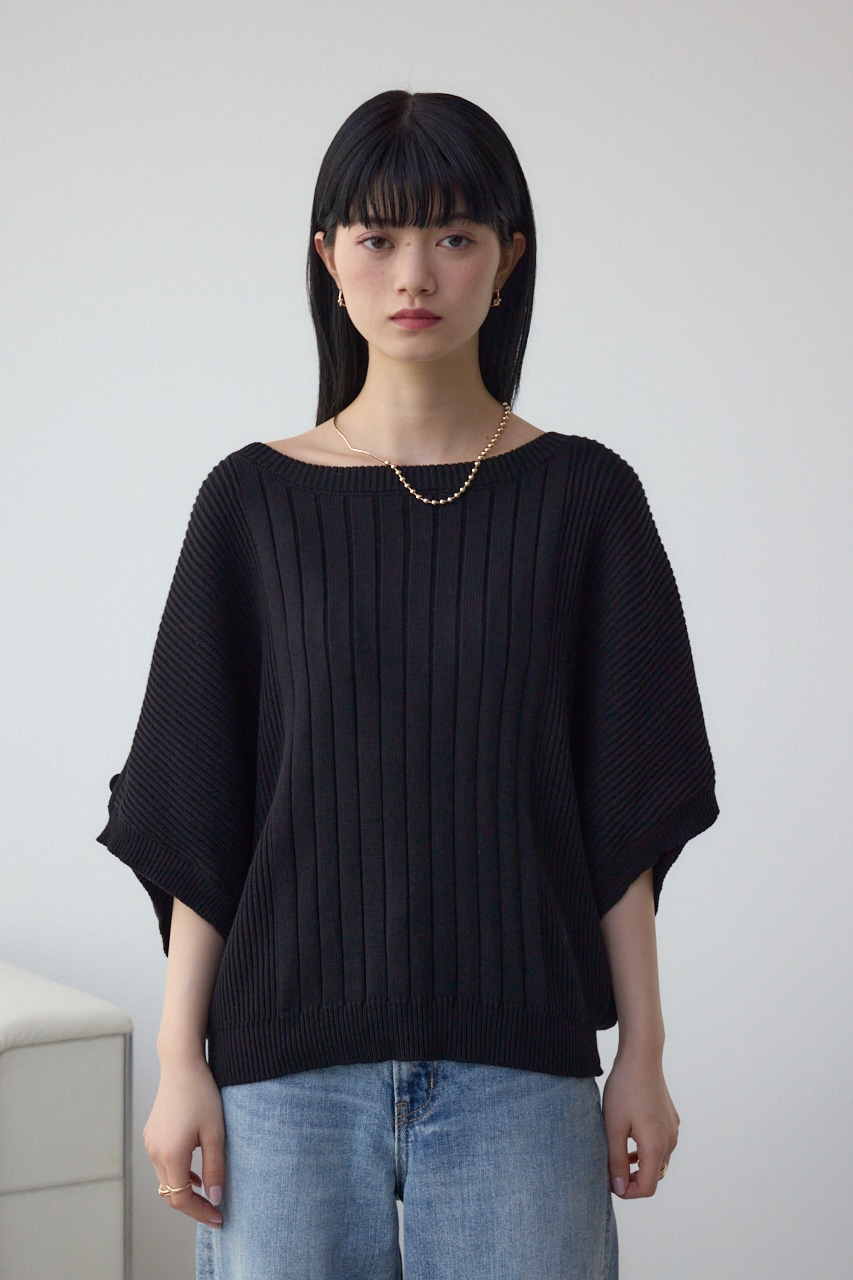 2WAYショルダーボタンニット BLK FREE