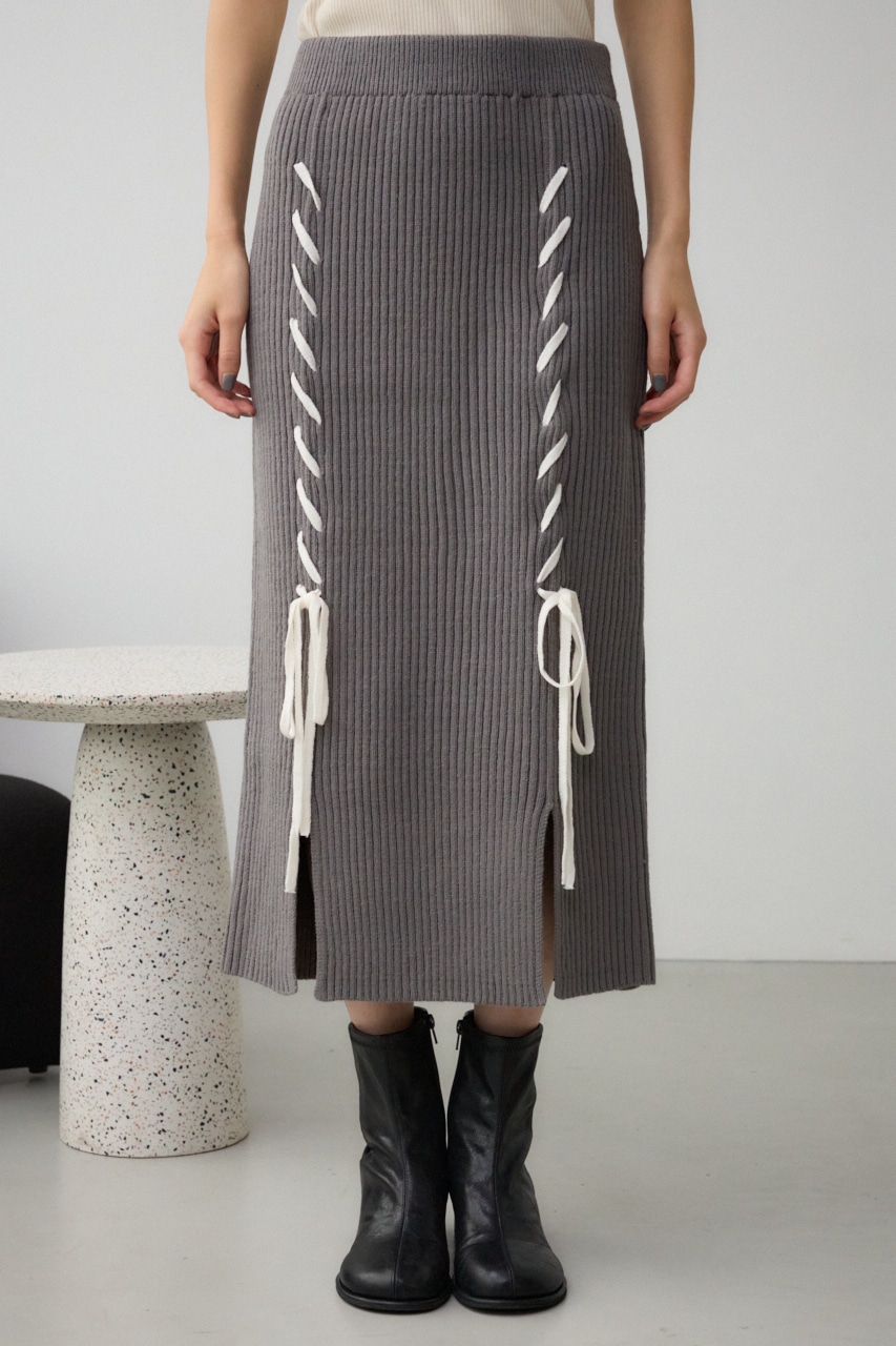 ステッチデザインリブスカート GRY FREE