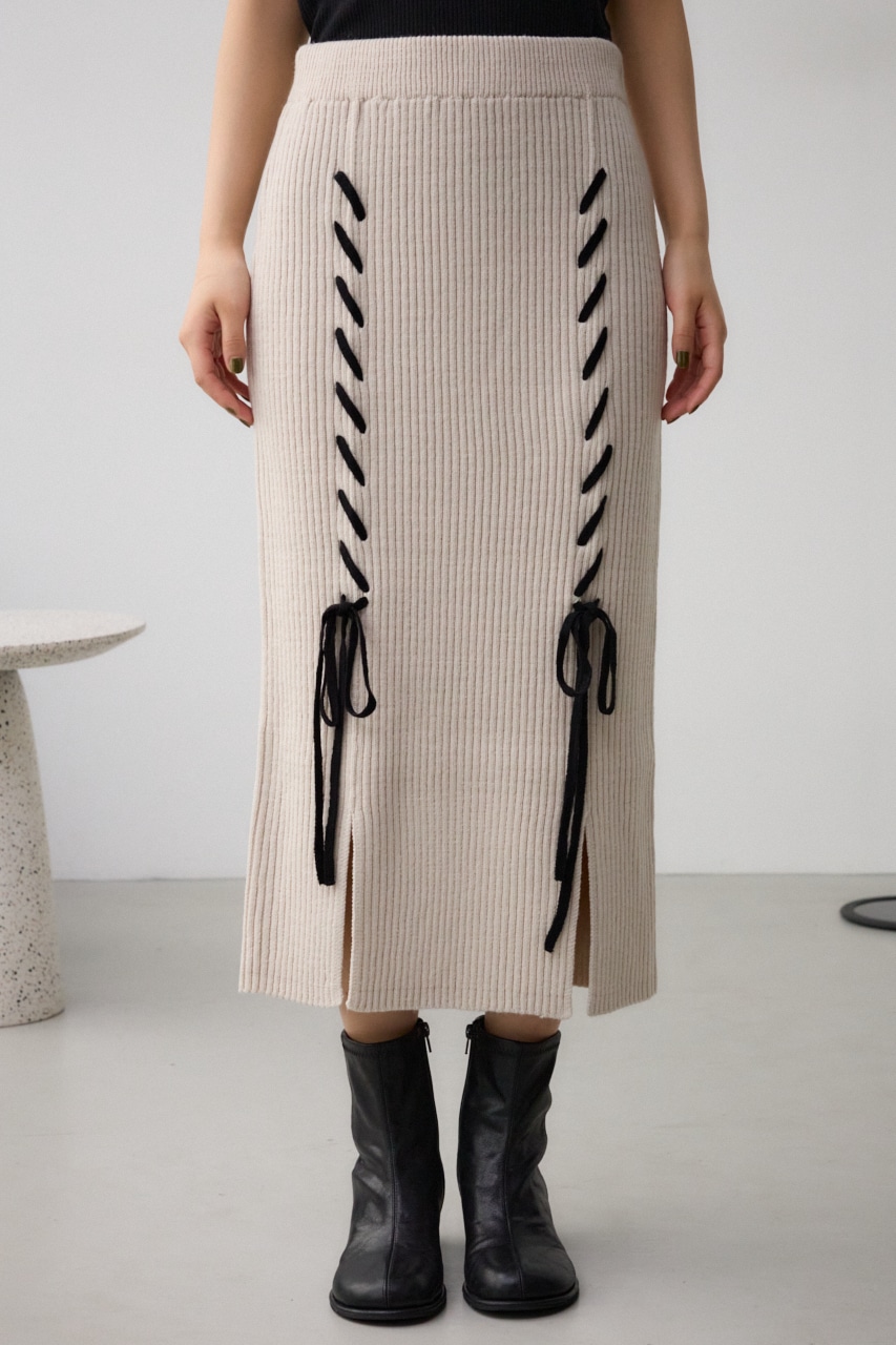 ステッチデザインリブスカート IVOY FREE