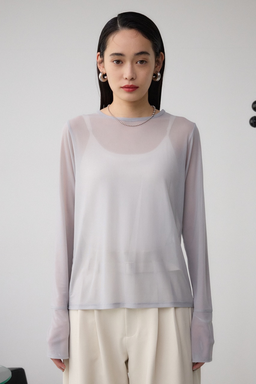 sssページ AZUL BY MOUSSY | バックスリットシアーロングトップス (Tシャツ