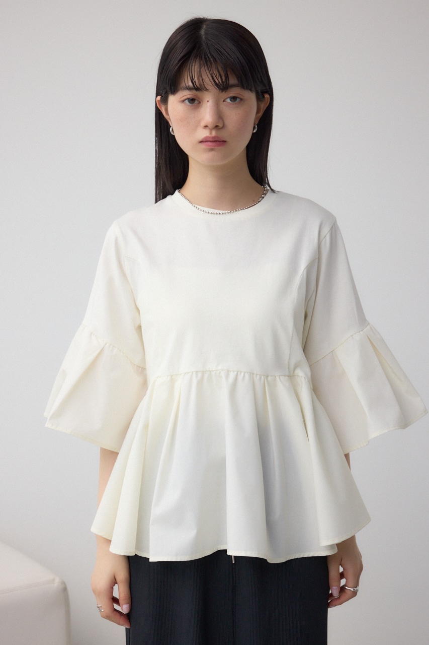 タックスリーブ半袖デザインカットトップス IVOY FREE