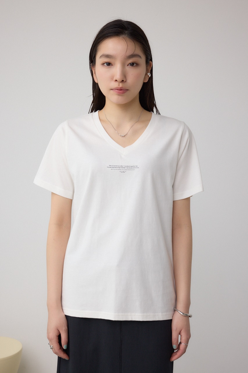 チェストメッセージロゴTシャツ O/WHT S